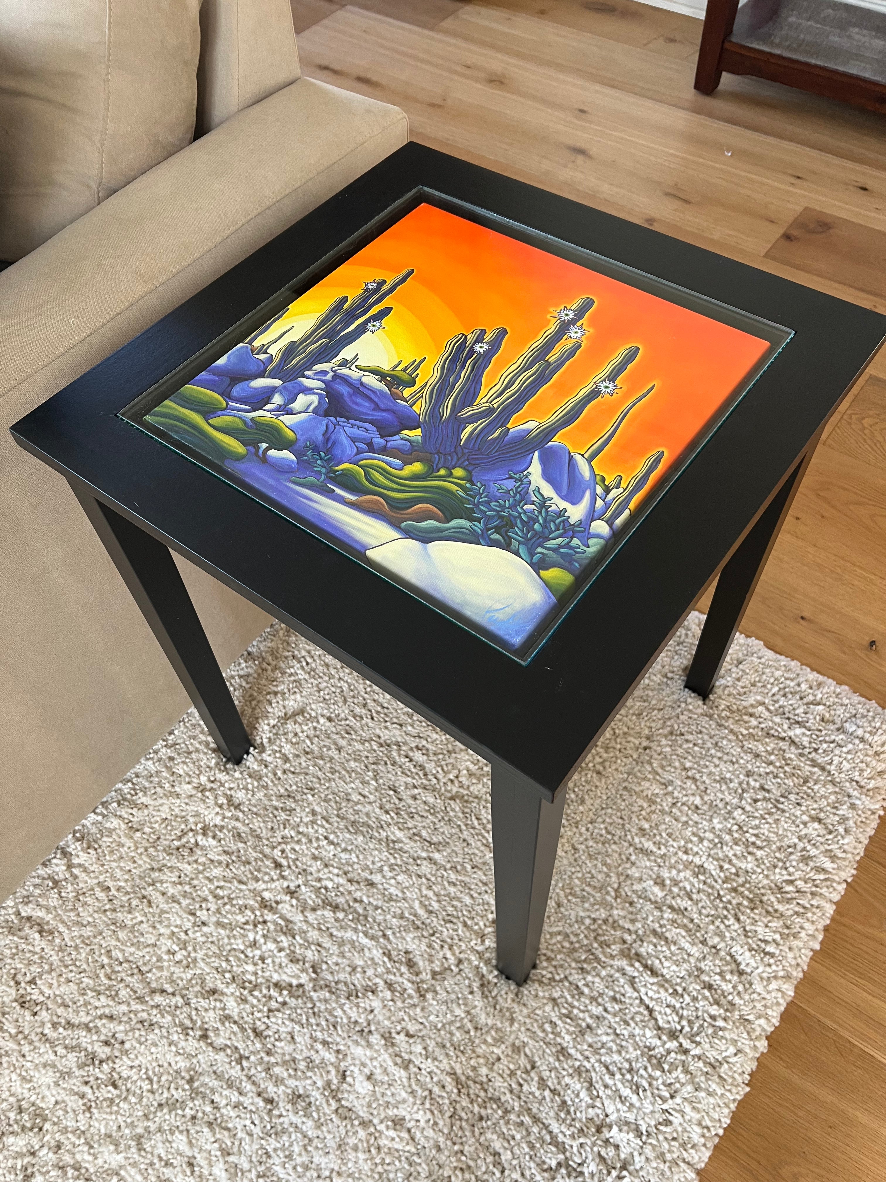 Tapered Leg End Table with Eyes Wide Open by Grant Pecoff