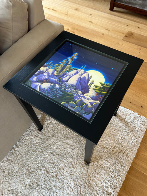 Tapered Leg End Table with Timeless Portals Into the Desert Night by Grant Pecoff