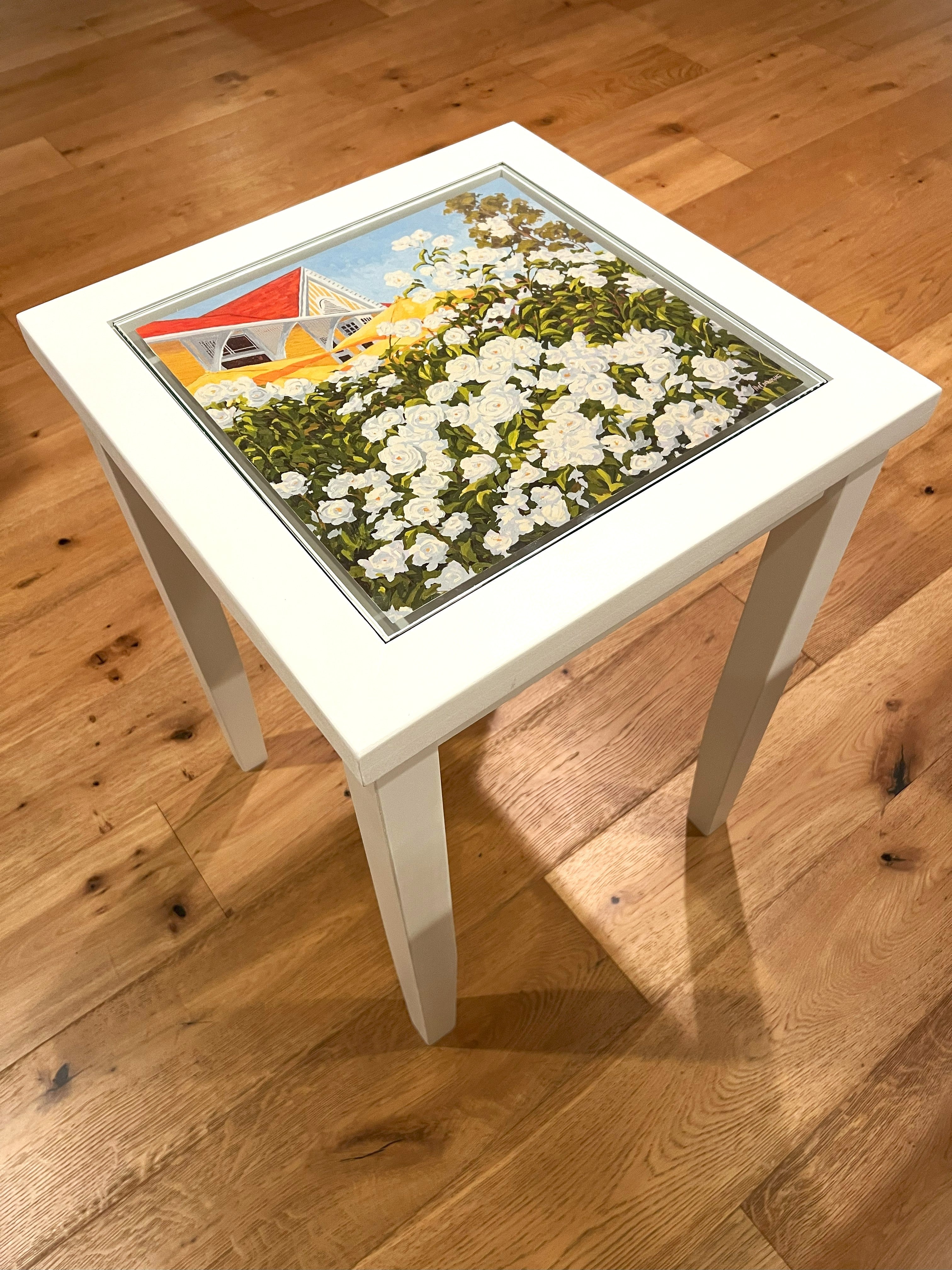 Tall Tapered-Leg Table with "Pannikin Coffee and Tea" by Jim McConlogue