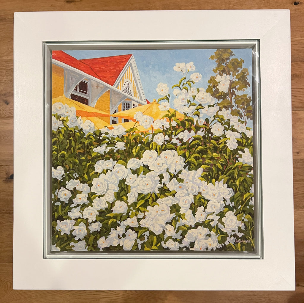 Tall Tapered-Leg Table with "Pannikin Coffee and Tea" by Jim McConlogue