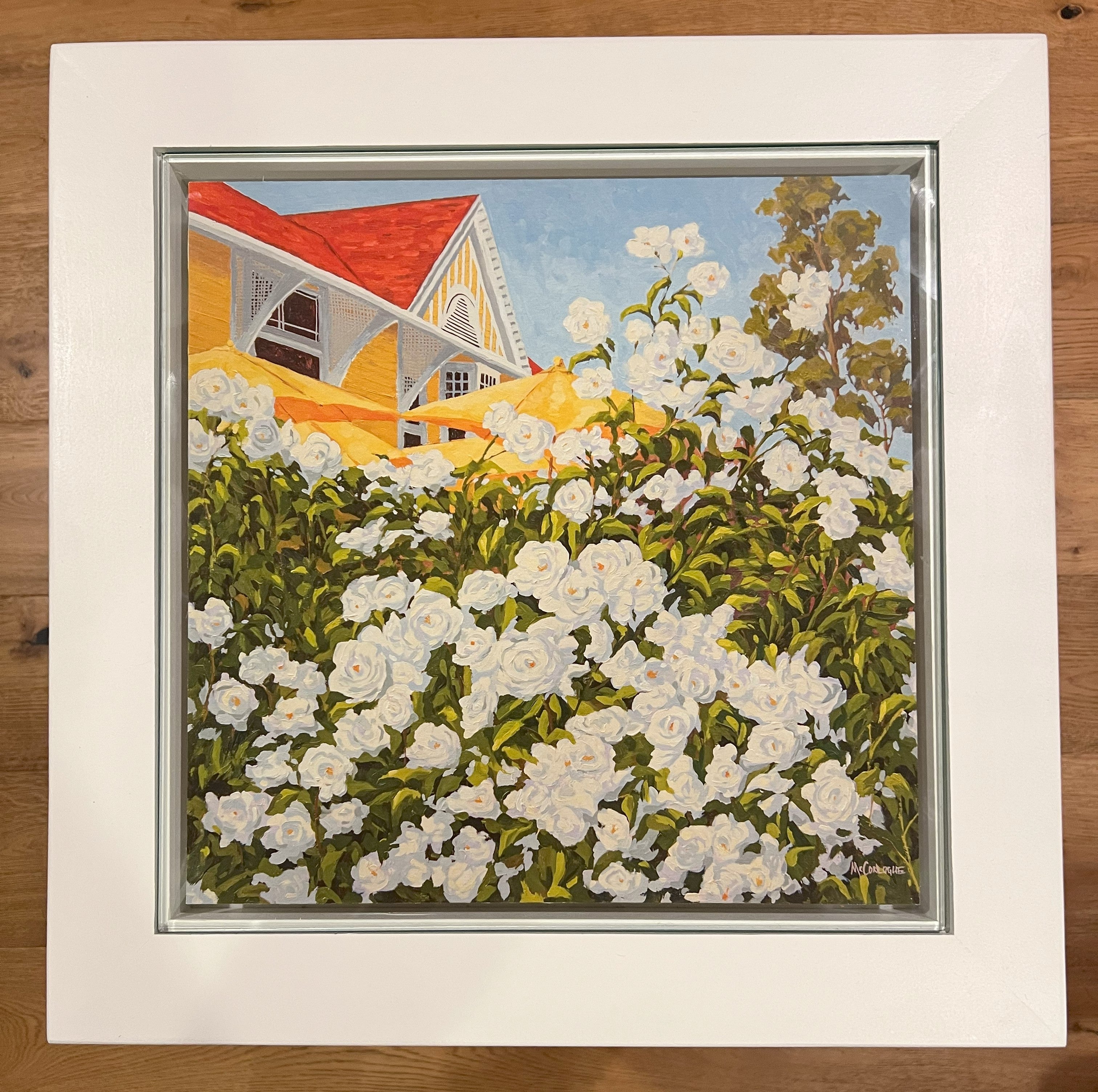 Tall Tapered-Leg Table with "Pannikin Coffee and Tea" by Jim McConlogue